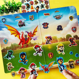 汪汪队贴纸幼儿童果冻贴纸书0到3岁宝宝左右脑开发贴贴画益智玩具