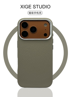 奢华高档荔枝纹皮革Magsafe磁吸适用于苹果17promax手机壳新款iPhone16promax/15promax/14promax防摔保护套