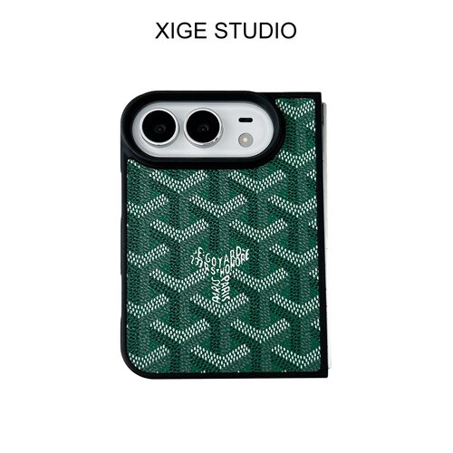 高级感狗牙皮质纹绿色适用于苹果折叠屏手机壳新款iPhone18Duo防摔iPhoneDuo保护套情侣男女款