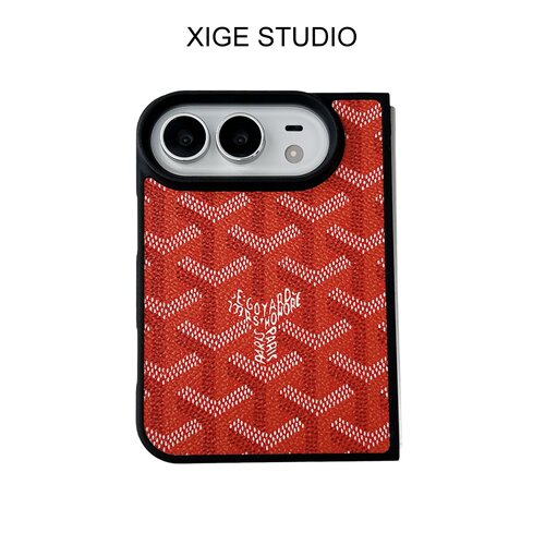 高级感狗牙皮质纹橙色适用于苹果折叠屏手机壳新款iPhone18Duo防摔iPhoneDuo保护套情侣男女款