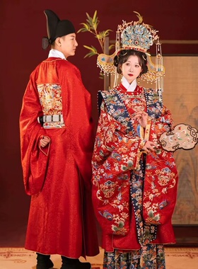 出租 桃花序【琴瑟和鸣】明制情侣婚服汉服圆领袍汉服男女霞帔
