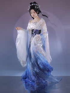 汉元素出租 绛悠堂甄姬魏晋南北朝大袖襦女重工刺绣烫银印花齐腰