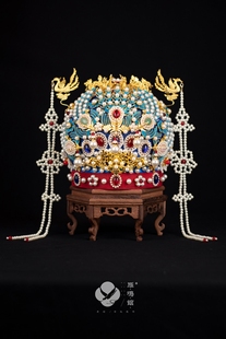 凤冠出租雁鸣馆明制新娘霞帔搭配仿点翠凤冠五翟冠