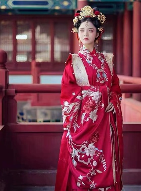 汉服出租 桃花序【鸾凤韶华】女款原创重工刺绣明制婚服