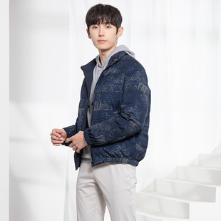 CALLISTO卡利斯特男装新款男秋季短款羽绒服保暖印花迷彩青年外套