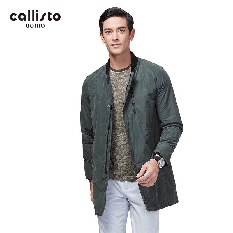 CALLISTO卡利斯特秋新款男士立领时尚防风休闲外套风衣SMFES003GR