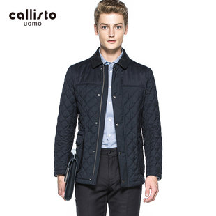 CALLISTO卡利斯特秋冬男士 羊毛混纺菱形格商务棉衣棉服FJFEP001DB