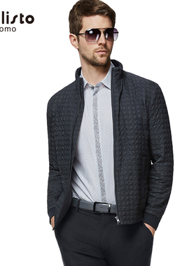 callisto卡利斯特男立领格子商务休闲加棉夹克棉衣棉服FKFEP015BK