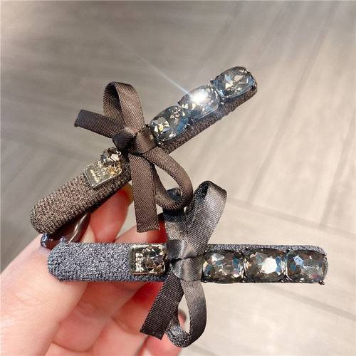 秋冬新款乖巧甜美复古轻奢水钻蝴蝶结侧边夹2025高级感刘海发夹