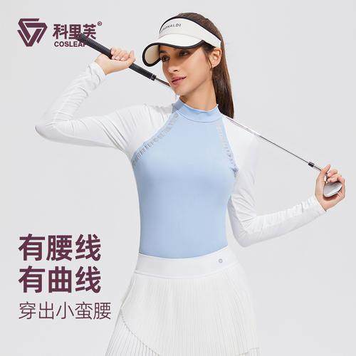 女装t恤夏季拼色半高领长袖高尔夫球服女薄款透气跑步运动上衣女,运动服/休闲服装,健身衣,淘宝优惠券,粉丝福利购,淘宝优惠卷