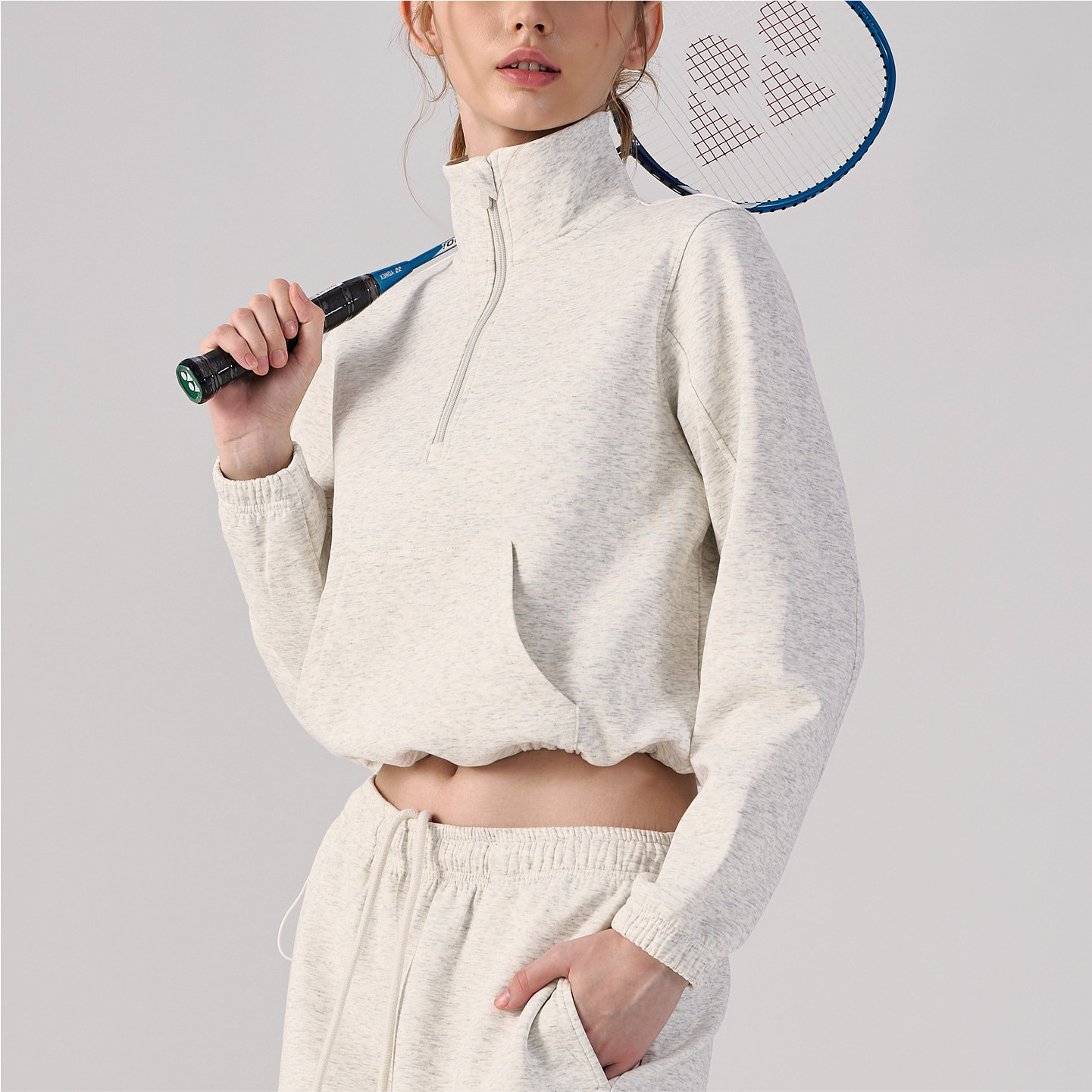 运动卫衣女子立领半拉链套头衫休闲上衣抽绳网球健身衣瑜伽服外套