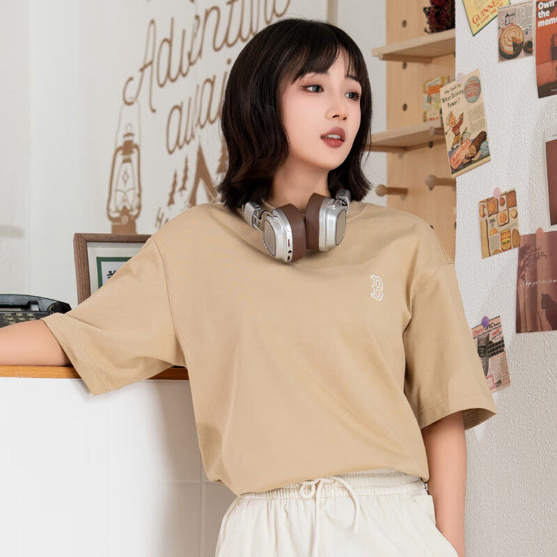 MLB官方小标纯棉短袖男子夏季新款圆领跑步运动服休闲训练宽松T恤