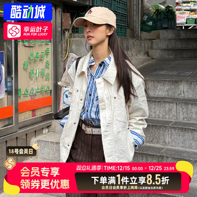 MLB官方牛仔外套女25冬季新款复古老花印花休闲夹克男3ADKM0551