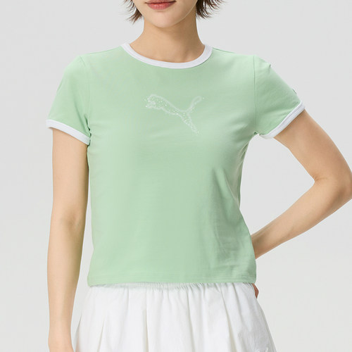 彪马女装官方正品PPG SS TEE ringer W浅绿色短袖2026夏季新款T恤