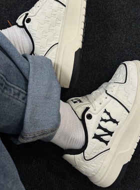 MLB鞋子官方学长鞋男鞋女鞋厚底显高板鞋老花情侣时尚轻便休闲鞋