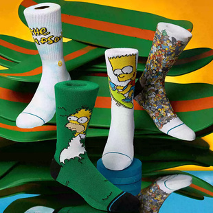 STANCE斯坦斯X辛普森联名556休闲潮袜中筒袜子透气吸汗情侣袜子春