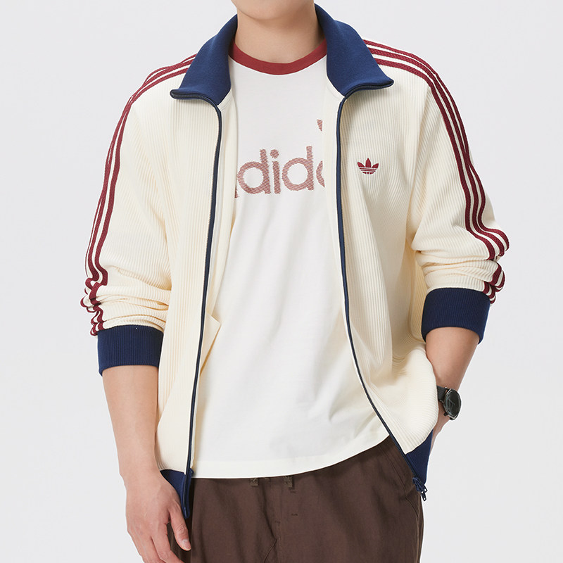 阿迪达斯三叶草官方正品外套男装2026新款华夫格运动夹克休闲上衣