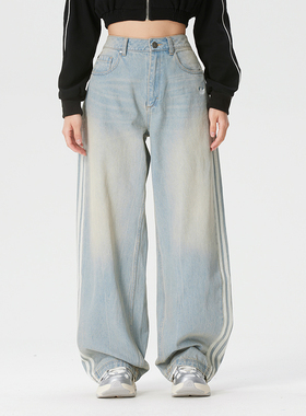 阿迪达斯三叶草女裤2026春季新款运动休闲潮流时尚牛仔长裤KW2093