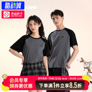 新款 斯凯奇短袖 秋季 女装 潮休闲运动服舒适透气T恤上衣情侣t恤 男装