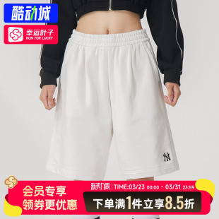 MLB官方男裤女裤25冬季新款白色运动裤潮流时尚休闲裤针织短裤