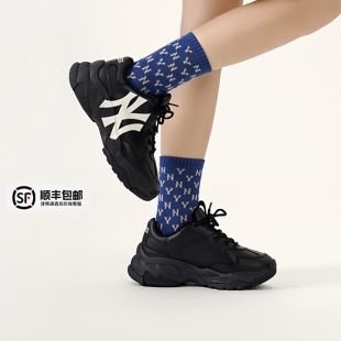 2025冬季 男女鞋 新款 运动鞋 子 MLB黑色老爹鞋 纽约洋基队鞋 NY厚底鞋