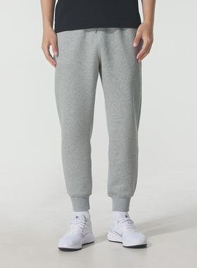耐克男灰色针织修身运动加绒长裤2025春季新款收口休闲卫裤FN3788