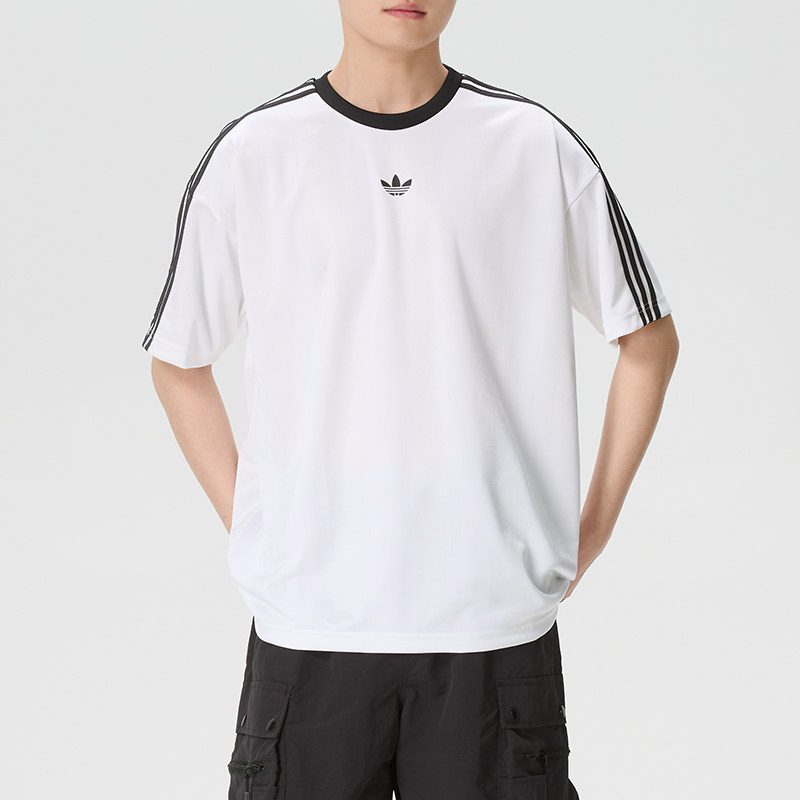 阿迪达斯男士运动服夏季圆领宽松短袖T恤运动生活上衣