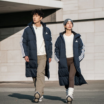 阿迪达斯官方正品长款羽绒服男装女装2025新款情侣连帽羽绒外套