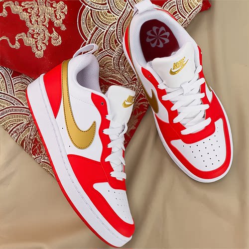 耐克NIKE女鞋2026新年款红鞋COURT春季运动鞋复古板鞋轻便休闲鞋