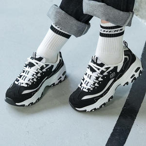 斯凯奇女鞋26秋季新款黑白运动鞋休闲鞋厚底增高老爹鞋网面熊猫鞋