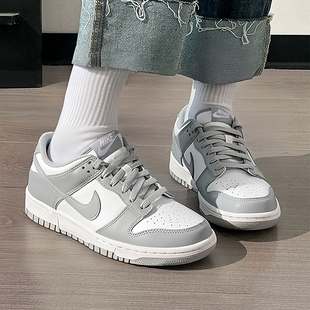 运动鞋 NIKE耐克女鞋 女款 复古休闲板鞋 官方正品 DUNK低帮灰白色经典