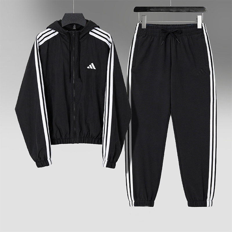 阿迪达斯官方正品套装女装2026春季新款运动休闲服连帽夹克长裤