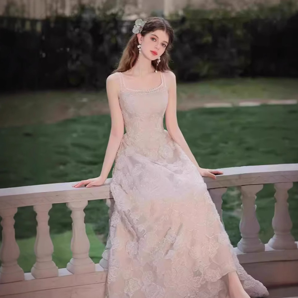 法式吊带仙气新款轻婚纱时尚潮流晚宴礼服裙新娘出门纱礼服连衣裙