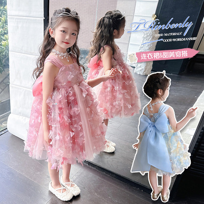 女童轻奢小众高端表演晚礼服绝美儿童生日粉色周岁公主裙花童