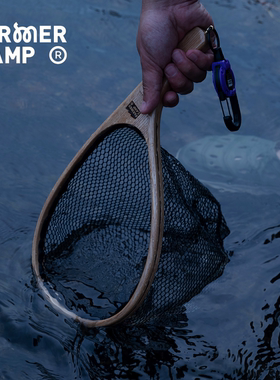 Farmer Camp复古钓鱼路亚溪流飞钓微物渔网抄网榆木速干渔具鱼网