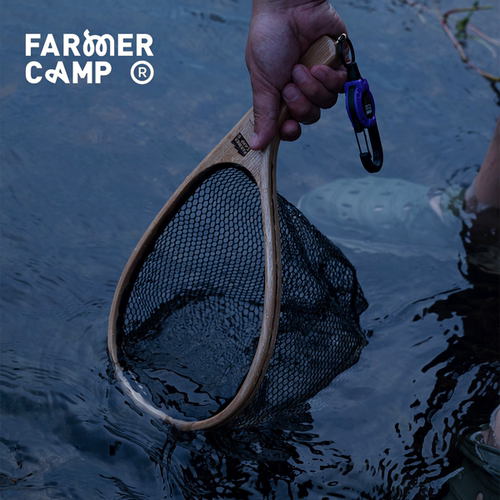 Farmer Camp复古钓鱼路亚溪流飞钓微物渔网抄网榆木速干渔具鱼网