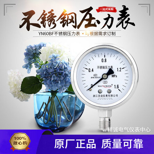 YN60BF不锈钢耐震压力表圣迪
