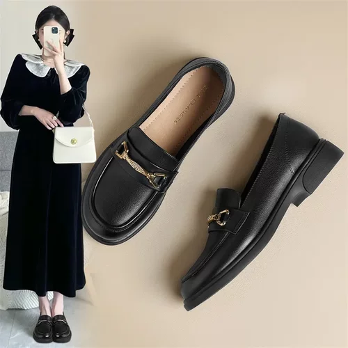 头层牛皮乐福鞋2024秋季新款气质百搭单鞋英伦小皮鞋女鞋