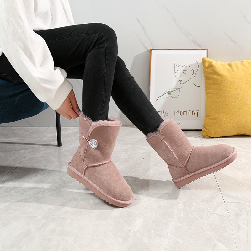 冬季真皮羊毛雪地靴女