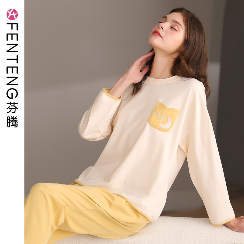 芬腾春秋季长袖睡衣女款纯棉套头宽松大码女士春季全棉家居服套装使用感如何?