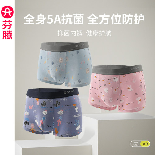 芬腾纯棉内裤男抗菌平角裤