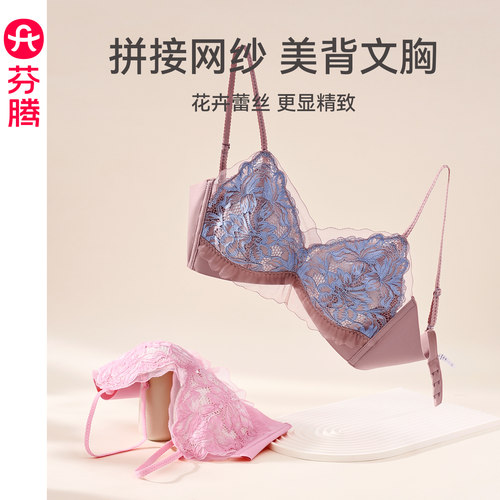 芬腾性感蕾丝网纱无钢圈美背文胸