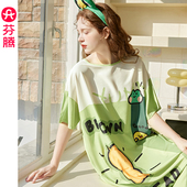 冰丝女款 新款 防螨短袖 芬腾睡裙女夏季 睡衣裙子可爱宽松大码 家居服