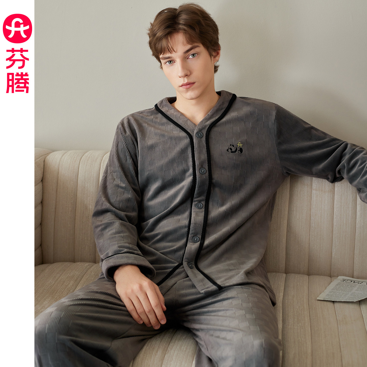 芬腾男士睡衣秋冬季新款海岛绒套装时尚加厚保暖珊瑚绒家居服,女士内衣/男士内衣/家居服,睡衣/家居服套装,淘宝优惠券,粉丝福利购,淘宝优惠卷