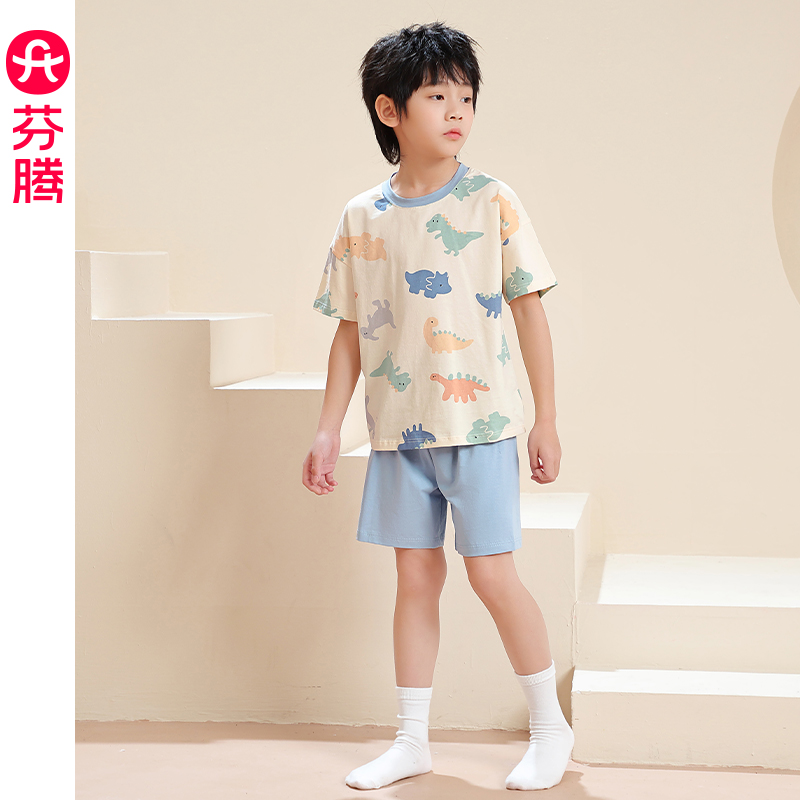 芬腾夏季男中大童短袖睡衣