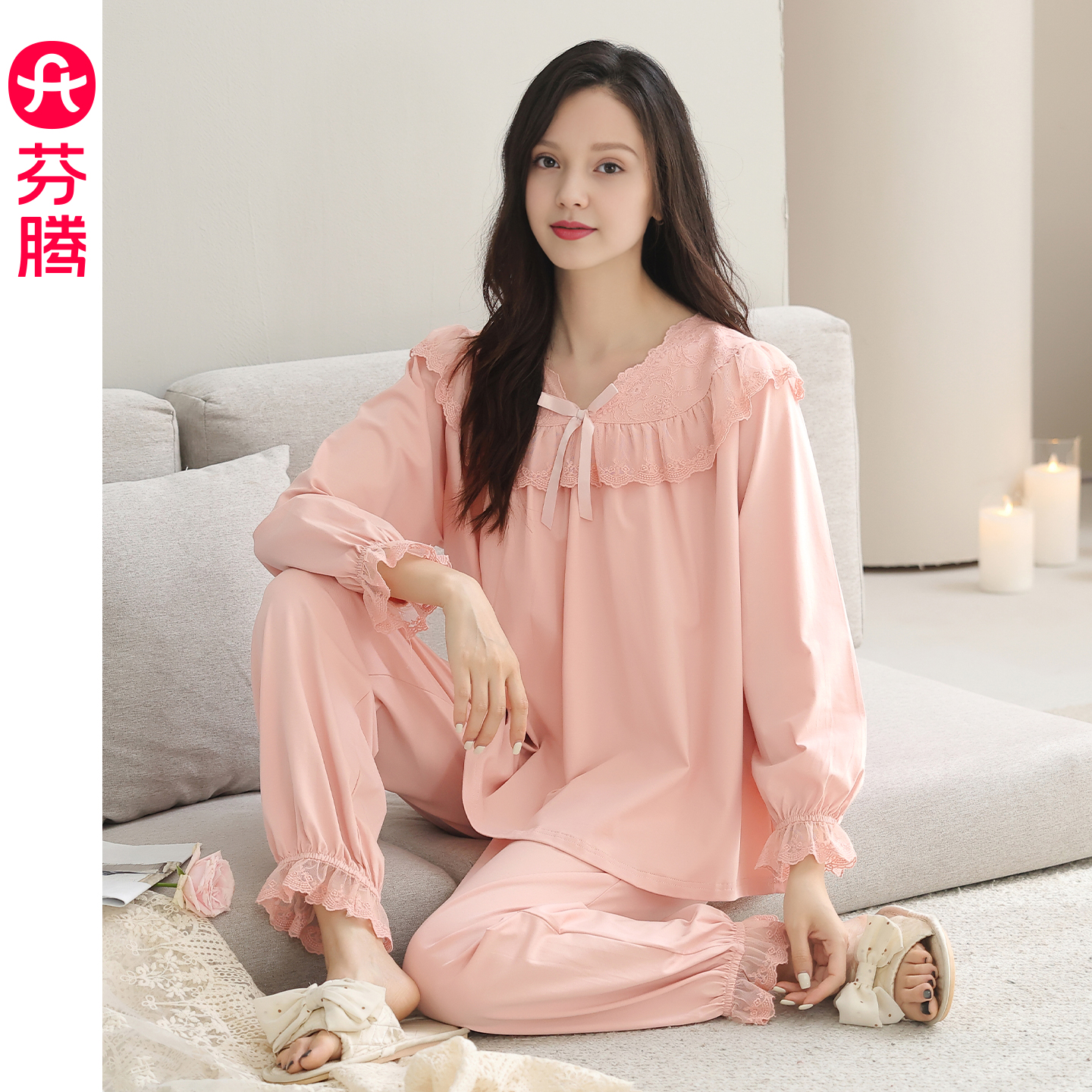 芬腾女士睡衣春秋季纯棉长袖套装