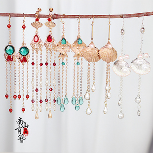 长月烬明叶夕雾白鹿同款耳环古风配汉服长流苏耳坠耳挂古装耳饰仙