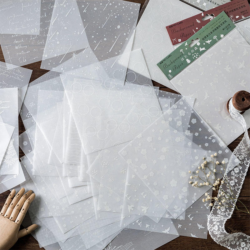 陌墨 素白系列白墨硫酸纸背景纸创意复古格纹英文手账装饰素材纸