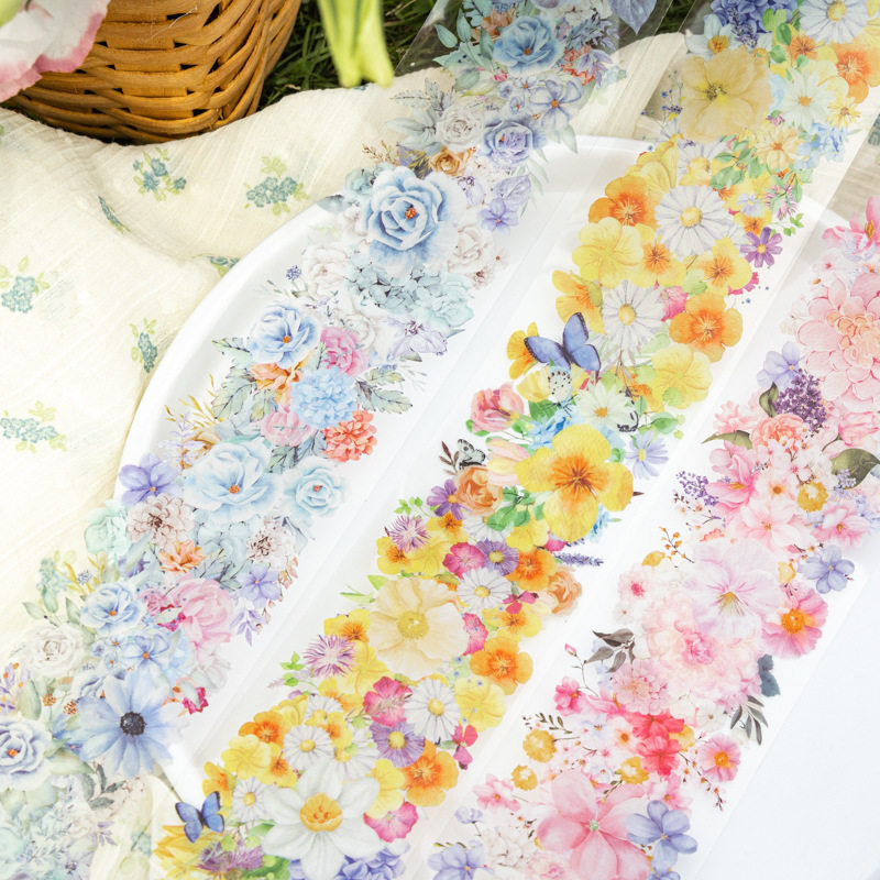 番茄酱少女小清新植物造景PET胶带 花朵繁花手帐日记装饰素材贴纸