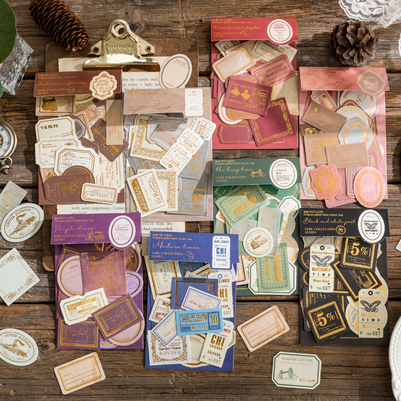 烫金标签主题可书写贴纸包文艺轻复古标签框记事标记手帐素材贴画